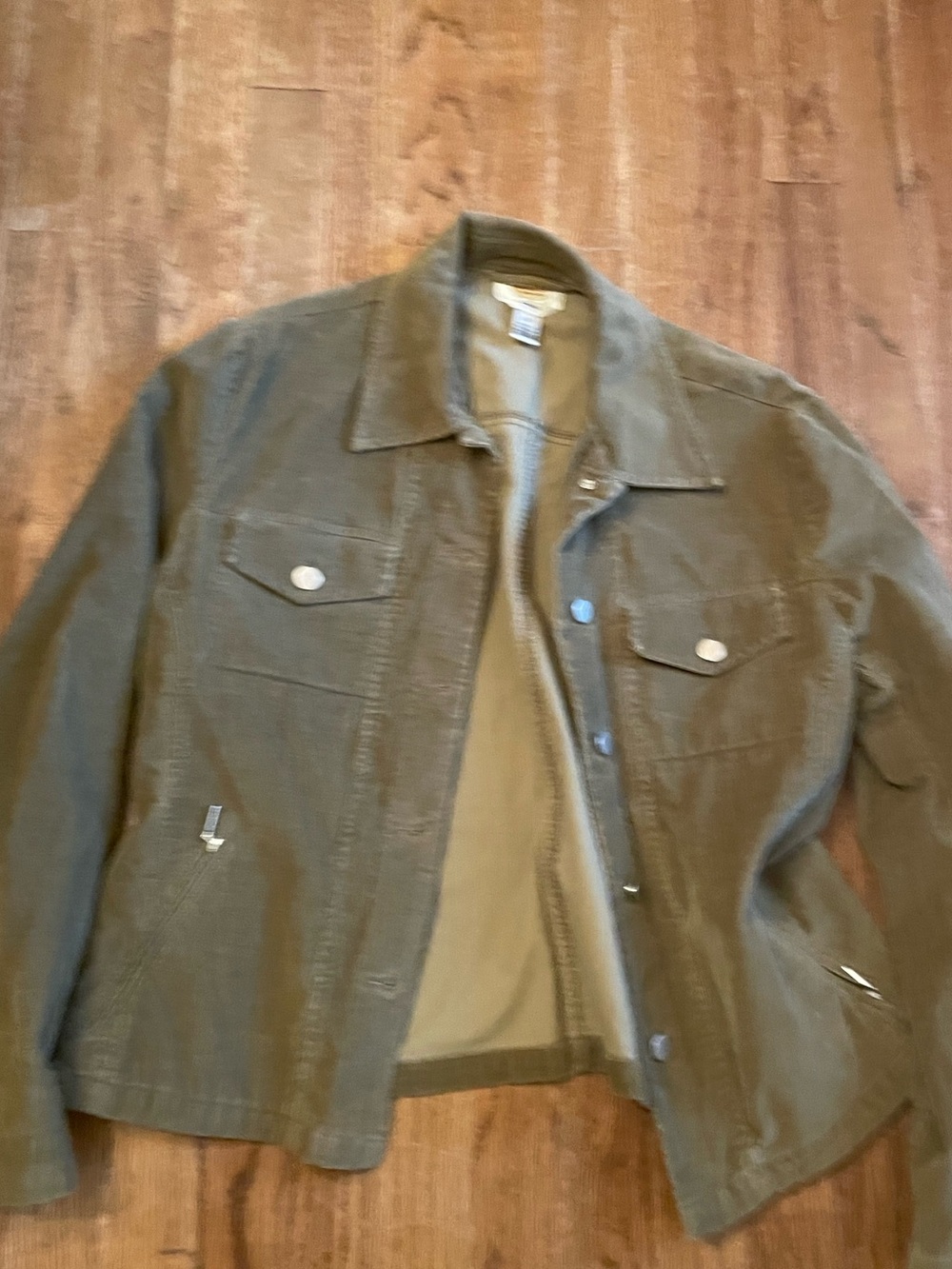 Talbots Olive Green Corduroy Jacket - Classic Button-Front Coat size medium